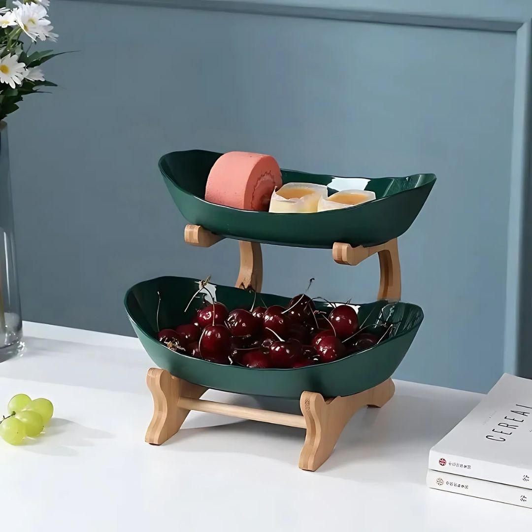 2 & 3 Tier Oval Fruit Bowl | 8.7 - 13.8 in | Space-Saving Fruit Stand | Modern Kitchen Storage Organizer | Brick by Brick