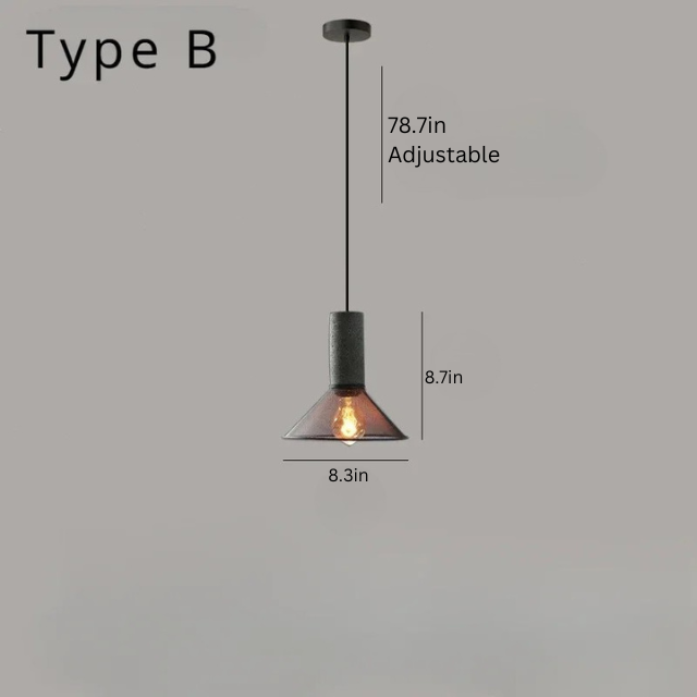 Nordic Industrial Cement Chandelier | H7.9 - 13.8 in | Vintage Iron Pendant Ceiling Light | Brick by Brick