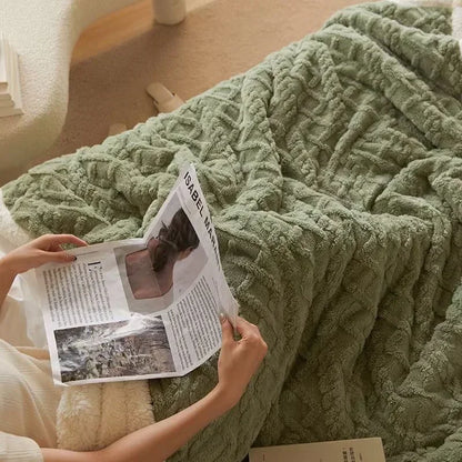 Cozy Lambswool Throw Blanket | Plush Double Layer Fleece | Winter Comfort & Home Décor | Brick by Brick