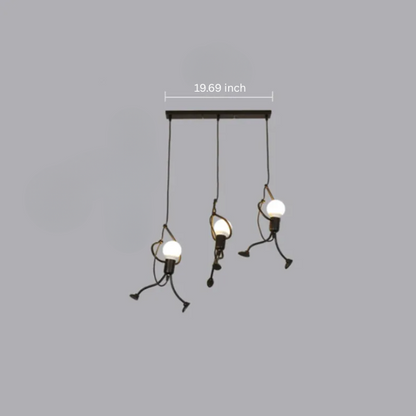 Little Man Iron Chandelier | Modern Creative LED Pendant | Black E27 Flush Mount Light | Brick by Brick