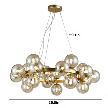 Modern Glass Pendant Chandelier | H59 in | LED Ceiling Light | Adjustable Hanging Lamp with Remote | Dimmable Indoor Lighting | Brick by Brick