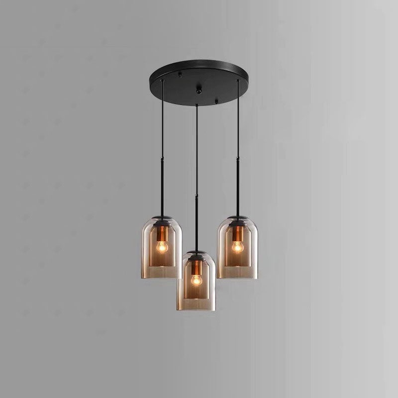 Double Layer Pendant Light | H8.66 in | Modern Glass Ceiling Fixture | Minimalist Small Hanging Lamp | Brick by Brick