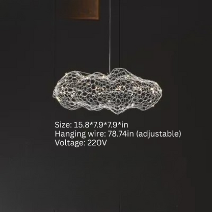 Danish Designer Cloud Pendant Light | Dia 11.8 - 39.3 in | Iron Mesh | Handcrafted Artistic Chandelier | Multiple Sizes | Brick by Brick