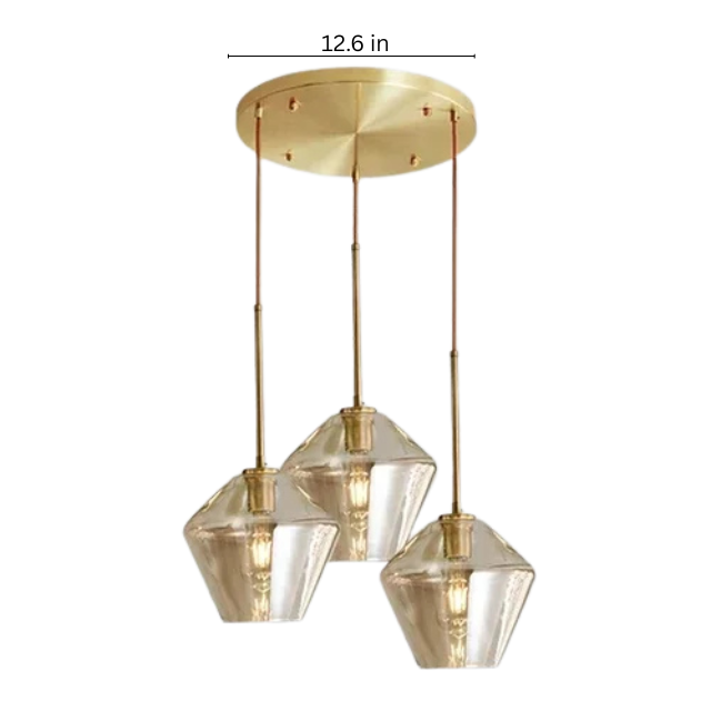 Amber Glass LED Chandelier | Modern Dimmable Pendant Light | Indoor Bedroom Living Room | Brick by Brick
