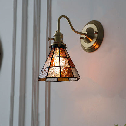 Glass Wall Light | Vintage Brass Sconce | 10.24"-11.02" | Elegant Home Lighting | Brick by Brick
