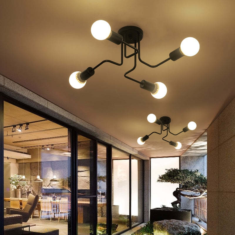 Vintage Industrial Metal Ceiling Lamp | 23.6 - 31.5 in | 4-6-8 Bulb Options | Minimalist Design | Brick by Brick
