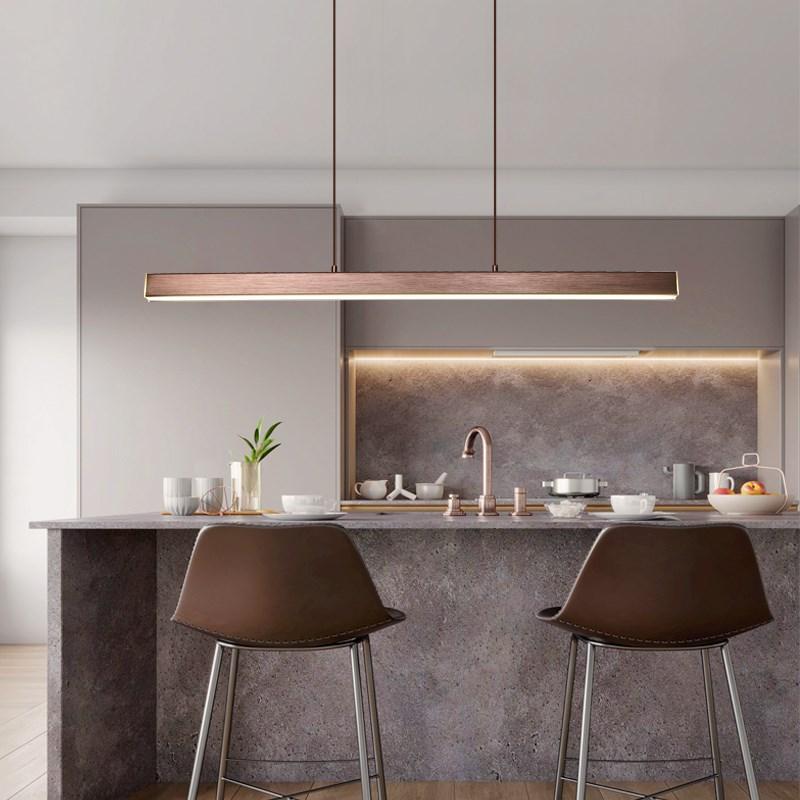 Modern LED Dining Room Chandelier | H 47.2 in | Nordic Long Hanging Fixture | Black or Gold Finish | Brick by Brick