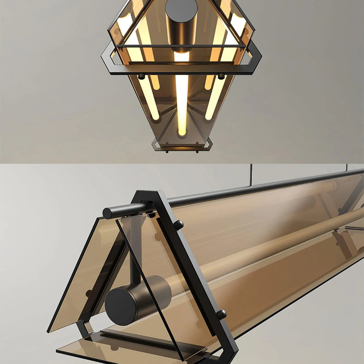 Industrial Triangle Pendant Light | 39.3 x 59 in | Metal & Glass Finish | Adjustable Ceiling Suspension | Brick by Brick