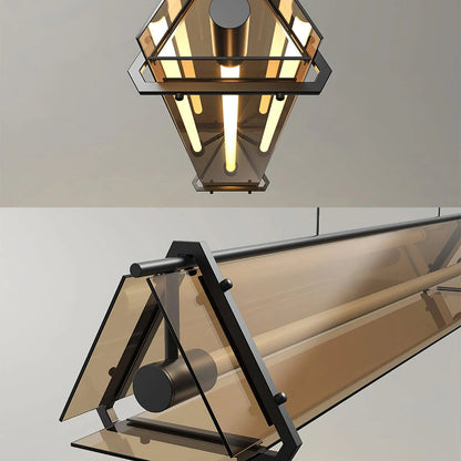 Industrial Triangle Pendant Light | 39.3 x 59 in | Metal & Glass Finish | Adjustable Ceiling Suspension | Brick by Brick
