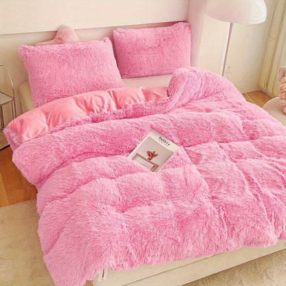 Plush Velvet Bedding Set | 3-4 Pieces Set 59 - 86.6 in | Soft Duvet Cover with Pompom Trim | Cozy & Elegant Bedroom | Brick by Brick