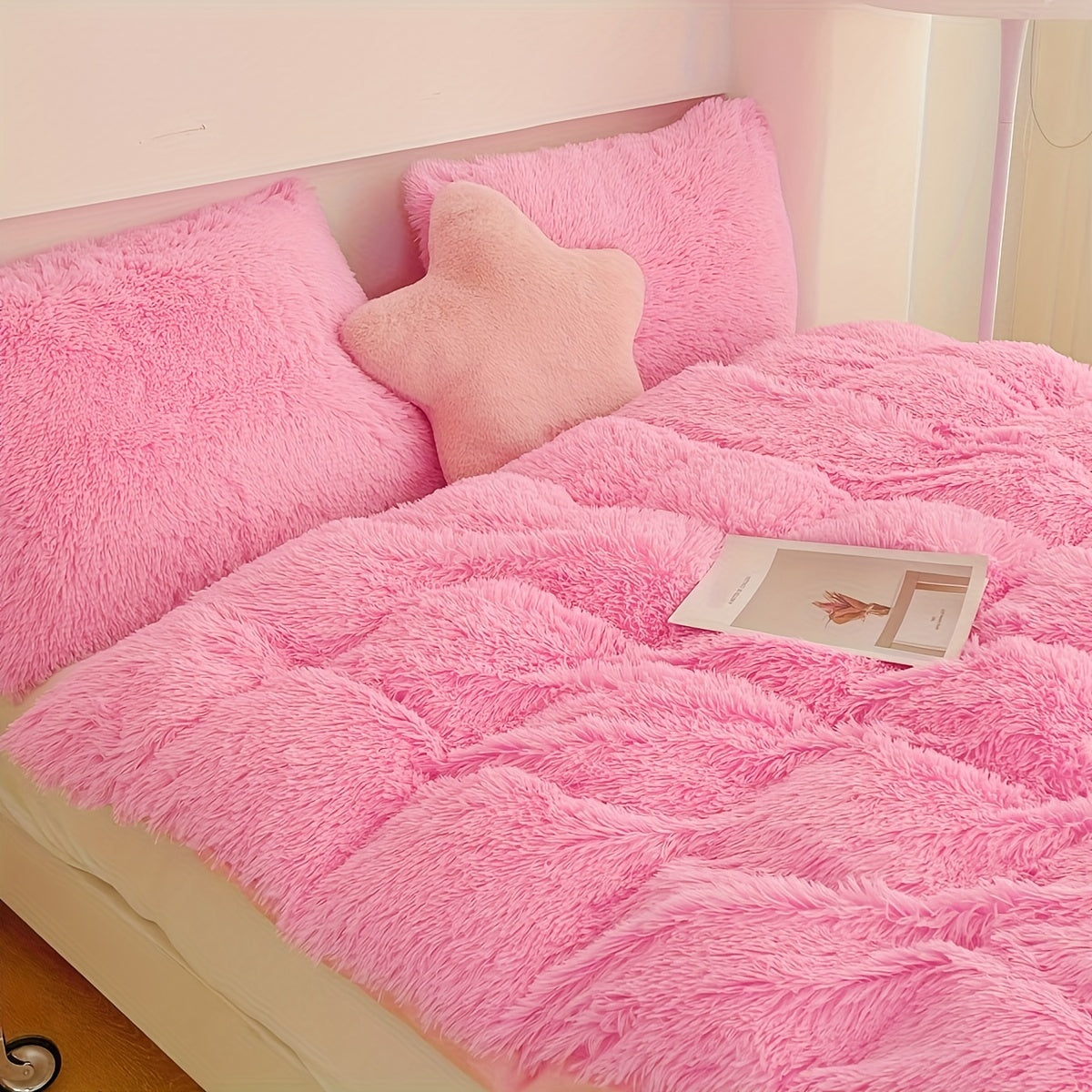 Plush Velvet Bedding Set | 3-4 Pieces Set 59 - 86.6 in | Soft Duvet Cover with Pompom Trim | Cozy & Elegant Bedroom | Brick by Brick