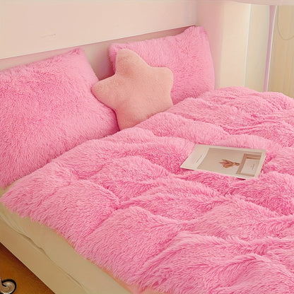 Plush Velvet Bedding Set | 3-4 Pieces Set 59 - 86.6 in | Soft Duvet Cover with Pompom Trim | Cozy & Elegant Bedroom | Brick by Brick