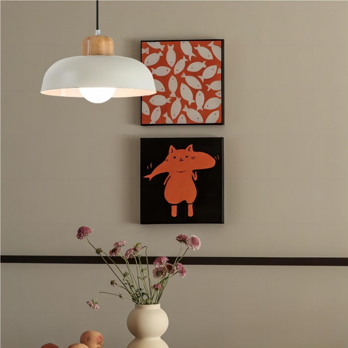 Nordic Creative Pendant Lamp | Natural Wood & Aluminum | Modern Home Lighting | 11.81 x 5.51 in | Brick by Brick
