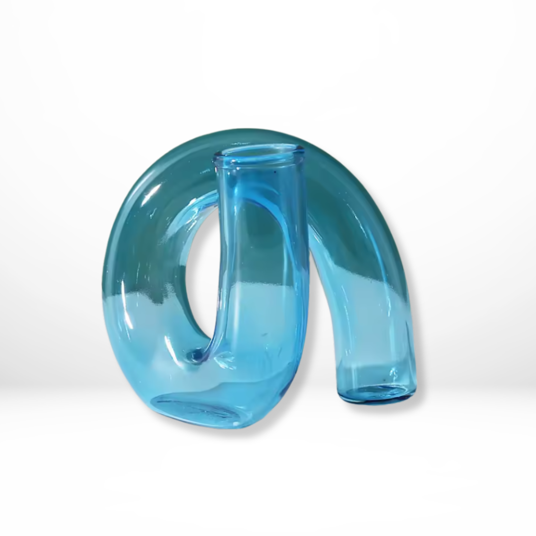 Modern Glass Vase - Borosilicate - Sculptural Loop Design-Home & Garden > Decor > Vases-Brick by Brick London-Blue-Brick By Brick London