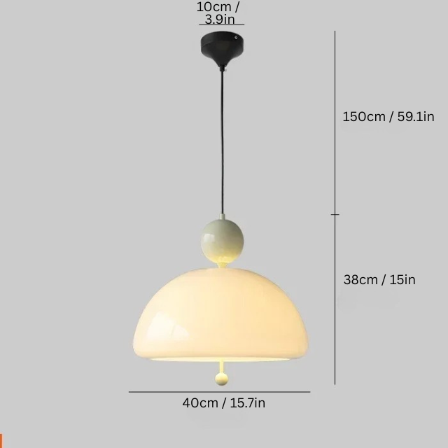 Bauhaus Retro Pendant Lamp | 15.7 x 15 in | Medieval Cream Glass Hanging Light | Nordic Colorful E27 Fixture | Brick by Brick