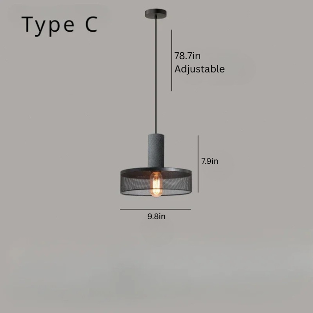 Nordic Industrial Cement Chandelier | H7.9 - 13.8 in | Vintage Iron Pendant Ceiling Light | Brick by Brick