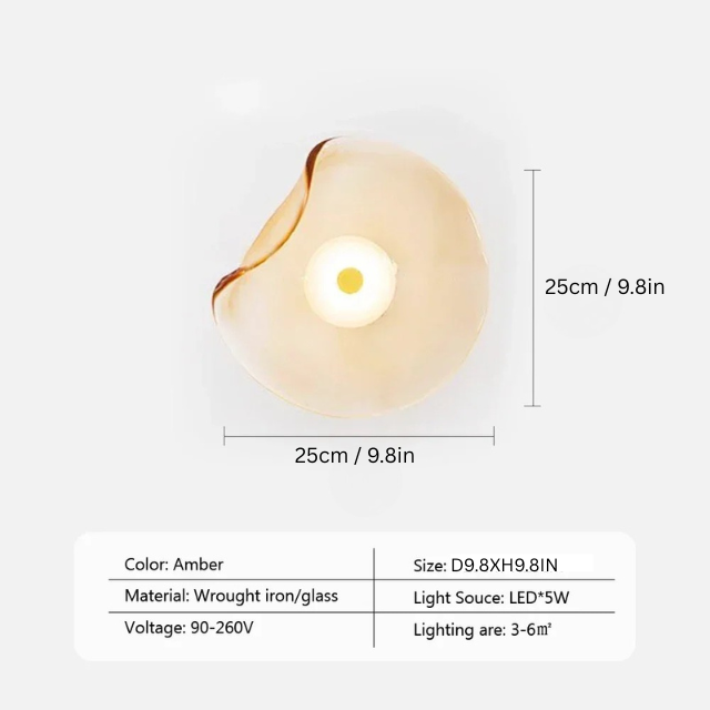 LED Glass Wall Lamp | 9.8 x 9.8 in | Modern Sconce with Plated Finish | Adjustable Lighting | Brick by Brick