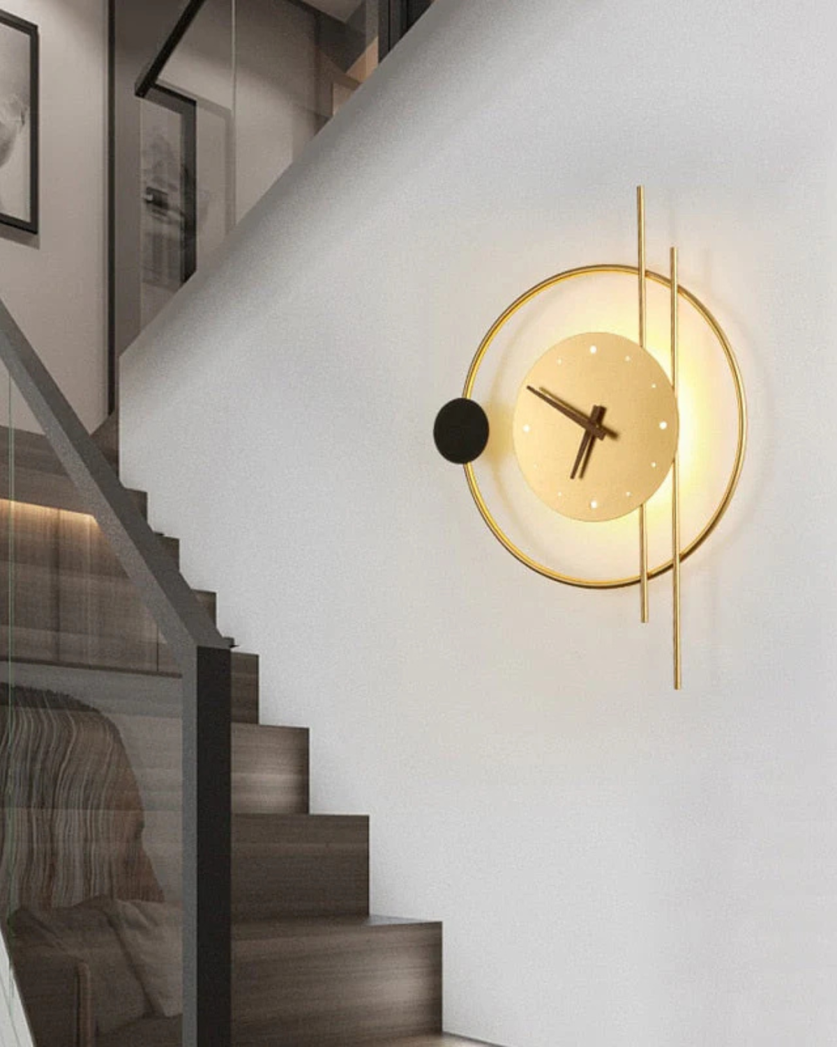 LED Wall Clock with Light | Modern Iron Acrylic Design | Ambient Glow Home Décor | Brick by Brick