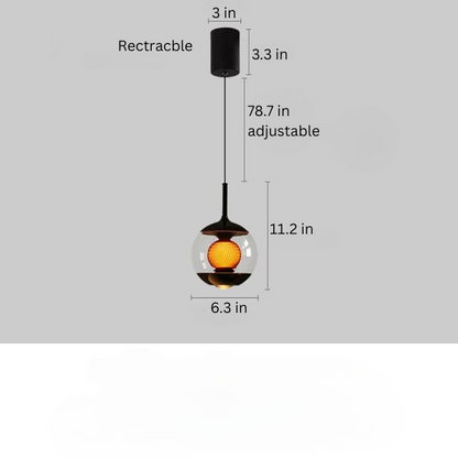 LED Glass Pendant Light |  6.3 x 11.2 in | White Shade | Dimmable with Remote | Adjustable Lighting | Brick by Brick