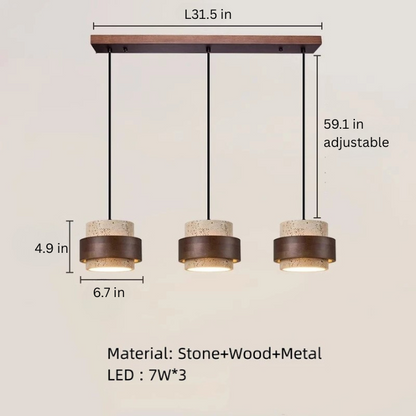 Natural Stone LED Pendant Lamp | L26.6 - L39.4 in | 59.1 in Adjustable Ceiling Light | Brick by Brick