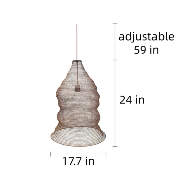 Wabi Sabi Iron Mesh Chandelier | 7.5 lbs | H14 - H 29.5in | Japanese Style Retro Pendant Light | Brick by Brick
