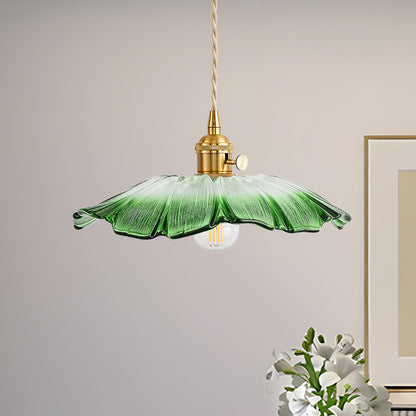 Vintage Floral Glass Pendant Light | Retro Elegance | Warm Glow | Adjustable Hanging | Brick by Brick