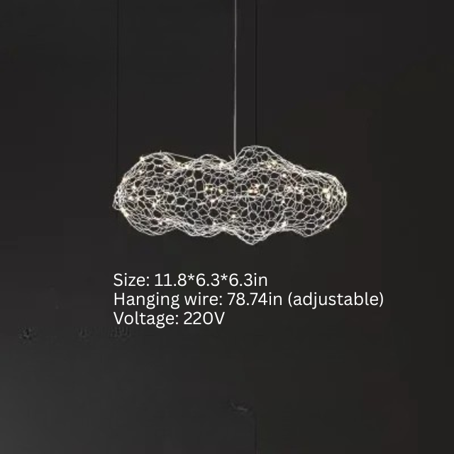 Danish Designer Cloud Pendant Light | Dia 11.8 - 39.3 in | Iron Mesh | Handcrafted Artistic Chandelier | Multiple Sizes | Brick by Brick