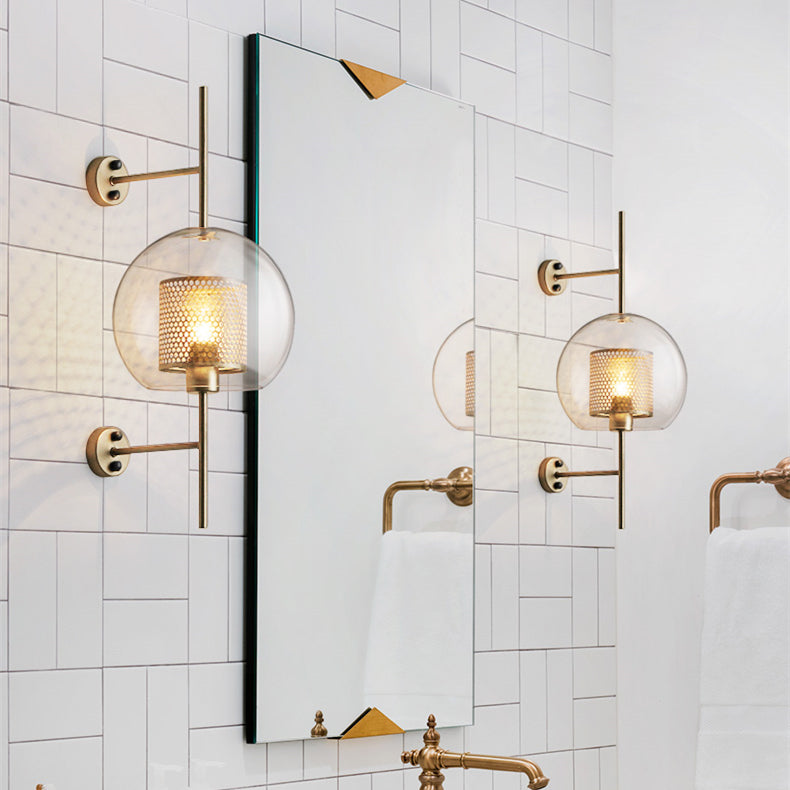 Modern Glass Ball Wall Light | Single Bulb Sconce | Iron & Glass Fixture | Brick by Brick