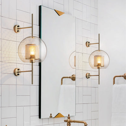 Modern Glass Ball Wall Light | Single Bulb Sconce | Iron & Glass Fixture | Brick by Brick