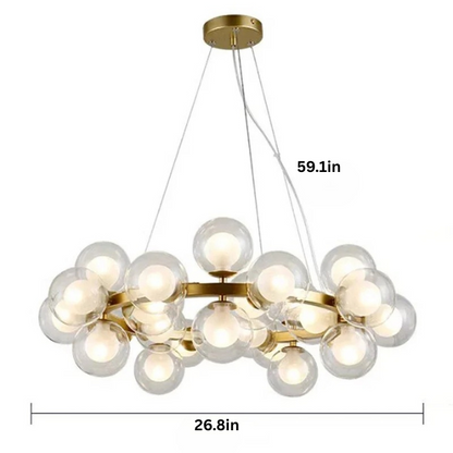 Modern Glass Pendant Chandelier | H59 in | LED Ceiling Light | Adjustable Hanging Lamp with Remote | Dimmable Indoor Lighting | Brick by Brick