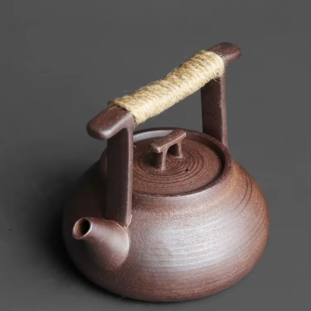 Portable Ceramic Teapot Set | 4.7 × 2.8 × 3.1 in | Travel Tea Maker | Handmade Ceramic Teapot with Candle Stove | Brick by Brick