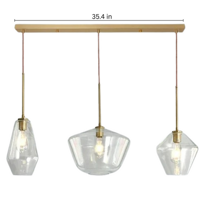 Amber Glass LED Chandelier | Modern Dimmable Pendant Light | Indoor Bedroom Living Room | Brick by Brick