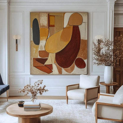 Terracotta Form Wall Art | 23 - 63 in | Hand-Painted Abstract Canvas | Organic Geometric Wall Art | Earthy Toned Home Accent | Brick by Brick