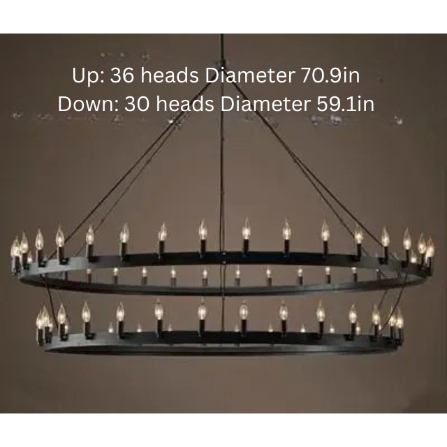 Vintage Industrial Iron Pendant Lamp | 12 - 33 Heads | Round Retro Chandelier | LED Compatible Droplight for Home Café Restaurant | Brick by Brick
