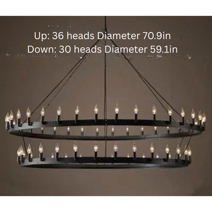 Vintage Industrial Iron Pendant Lamp | 12 - 33 Heads | Round Retro Chandelier | LED Compatible Droplight for Home Café Restaurant | Brick by Brick