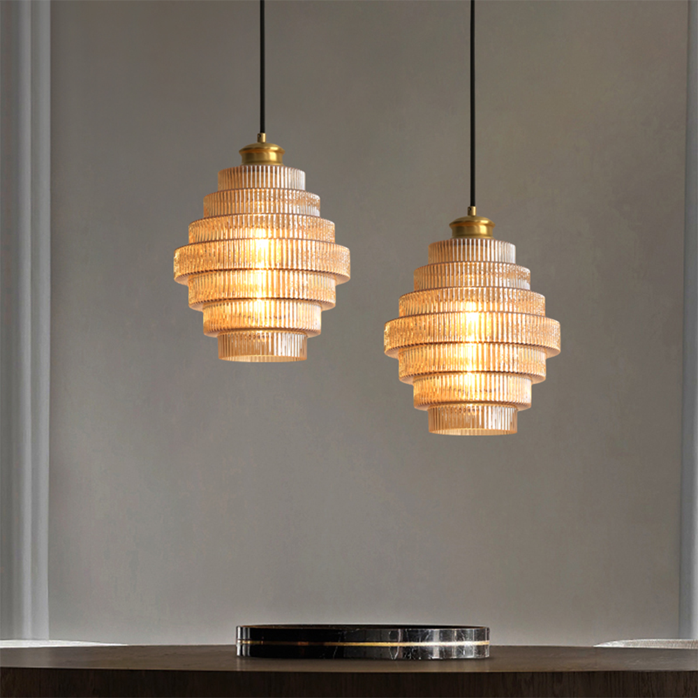 Antique Brass Pendant Light | 59.06 x 11.81 x 8.66 in | Classic Glass Shade Ceiling Light | Timeless Interior Accent | Brick by Brick