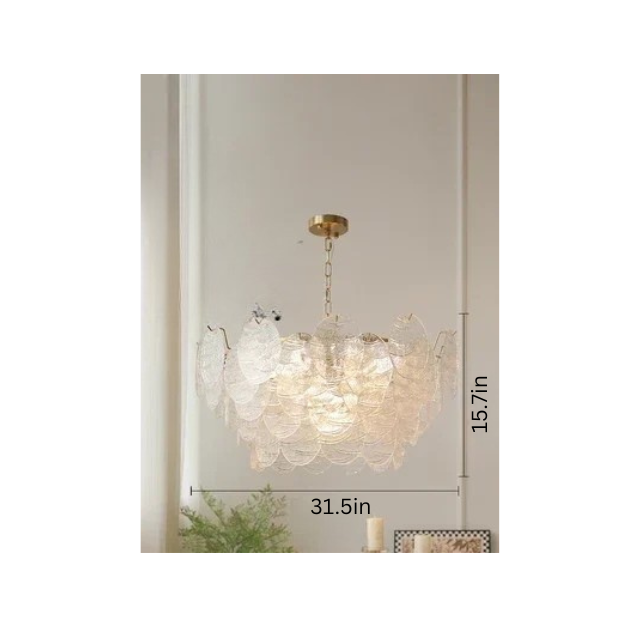 Glass Disc Chandelier | Modern Pendant Light | Iron & Glass | Adjustable Chain | E14 Bulb Fixture | Brick by Brick
