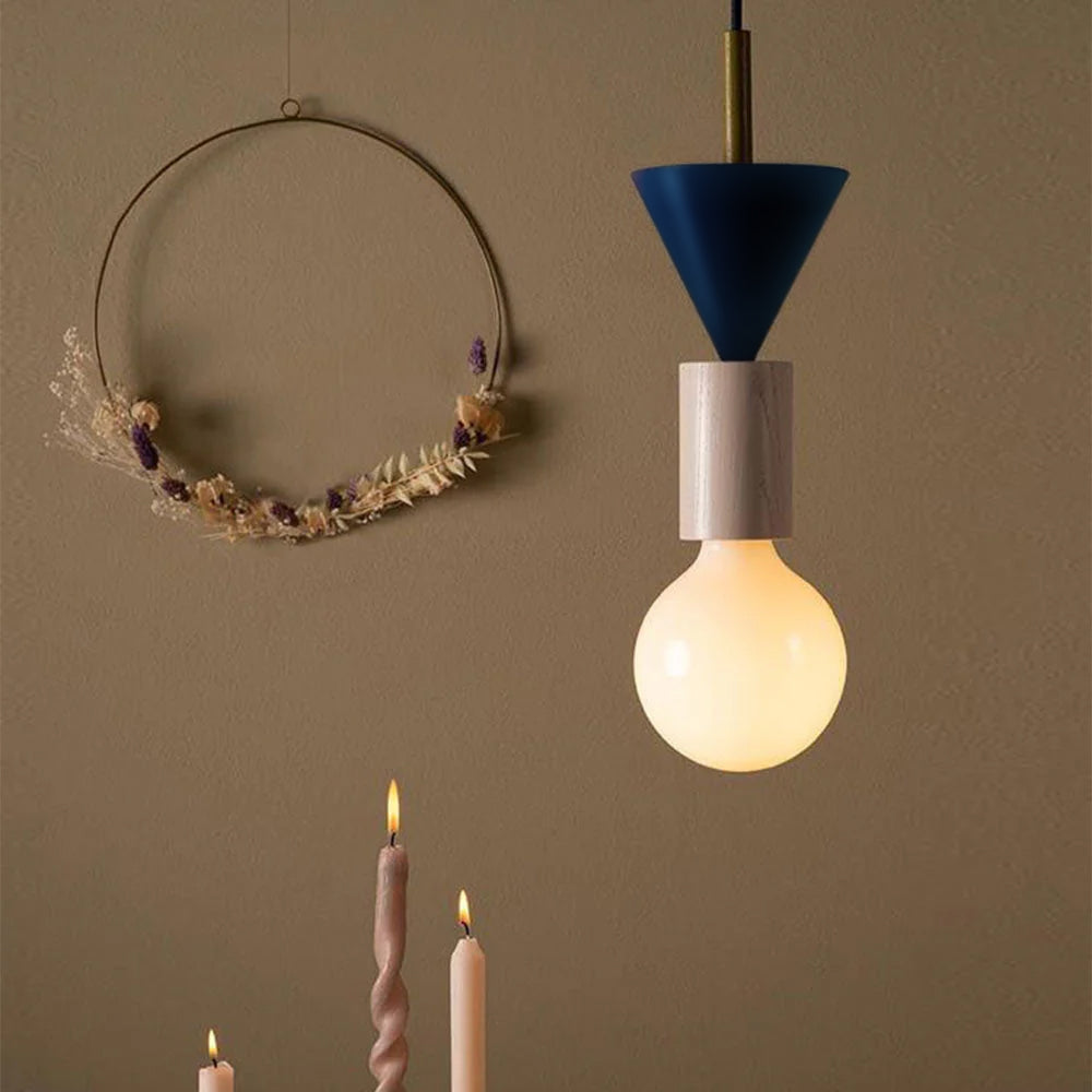 Wooden Block Pendant Light | Colorful Hanging Ceiling Fixture | Modern Industrial Design | Brick by Brick