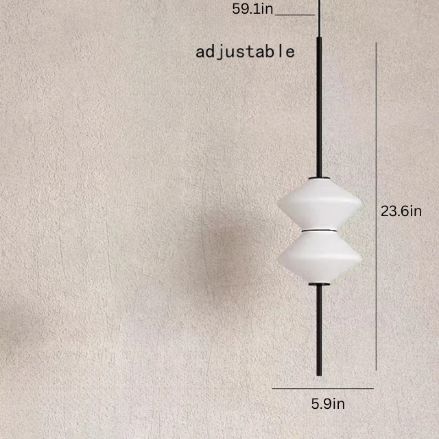 Pendant Light | Modern White Glass | 5.9 x 23.6 in | LED Ceiling Fixture | Art Deco Style | Brick by Brick