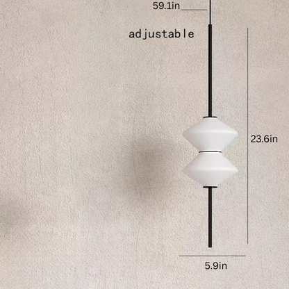 Pendant Light | Modern White Glass | 5.9 x 23.6 in | LED Ceiling Fixture | Art Deco Style | Brick by Brick