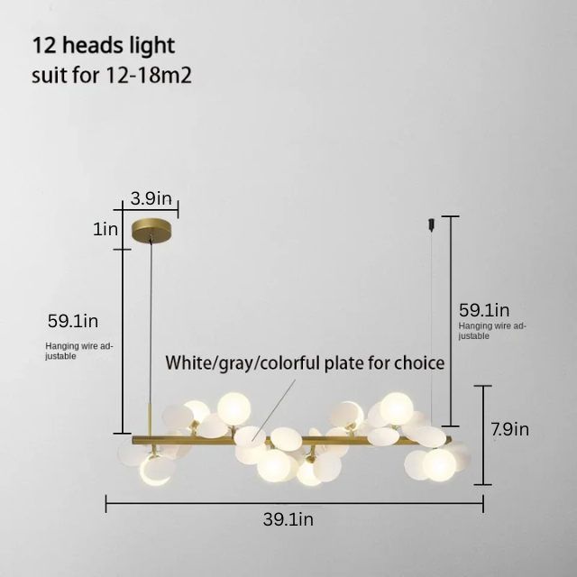 Modern Nordic Glass Ball Chandelier | 6 - 12 Heads | Long Gold Iron Pendant Light | LED Hanging Lamp | Brick by Brick