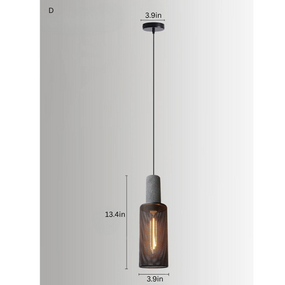 Retro Pendant Lamp | Cement and Iron Birdcage Shade | Hanging Light Fixture | E27 Socket | Brick by Brick