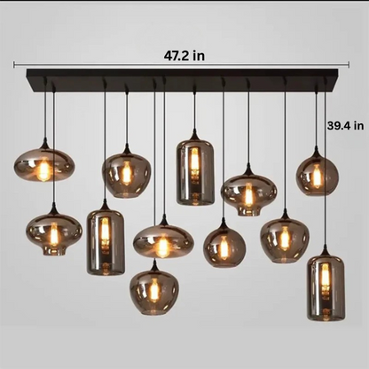 Contemporary LED Pendant Light |3-12 Heads | Glass & Iron | Remote & App Dimmable Chandelier | Brick by Brick