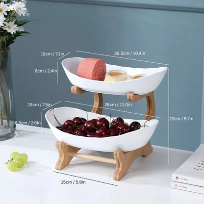 2 & 3 Tier Oval Fruit Bowl | 8.7 - 13.8 in | Space-Saving Fruit Stand | Modern Kitchen Storage Organizer | Brick by Brick