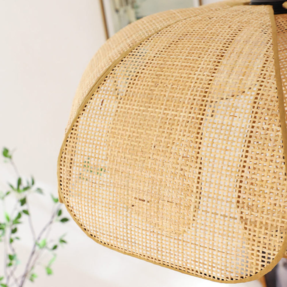 Rattan Petal Pendant Light | H11.02 in | Rustic Boho Ceiling Lamp | Natural Handmade Lighting | Brick by Brick