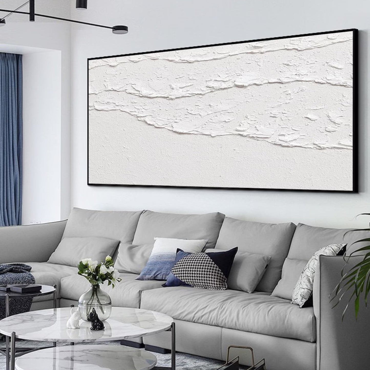 The White Waves Wall Art | 35 - 83 in | Textured Seascape Art | Modern Coastal Wall Decor | Brick by Brick