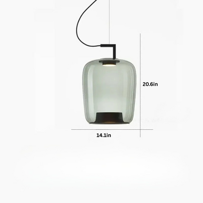 Modern Glass Pendant Light | 13.8-17.4 in | LED Hanging Lamp | Indoor Ceiling Fixture | Brick by Brick