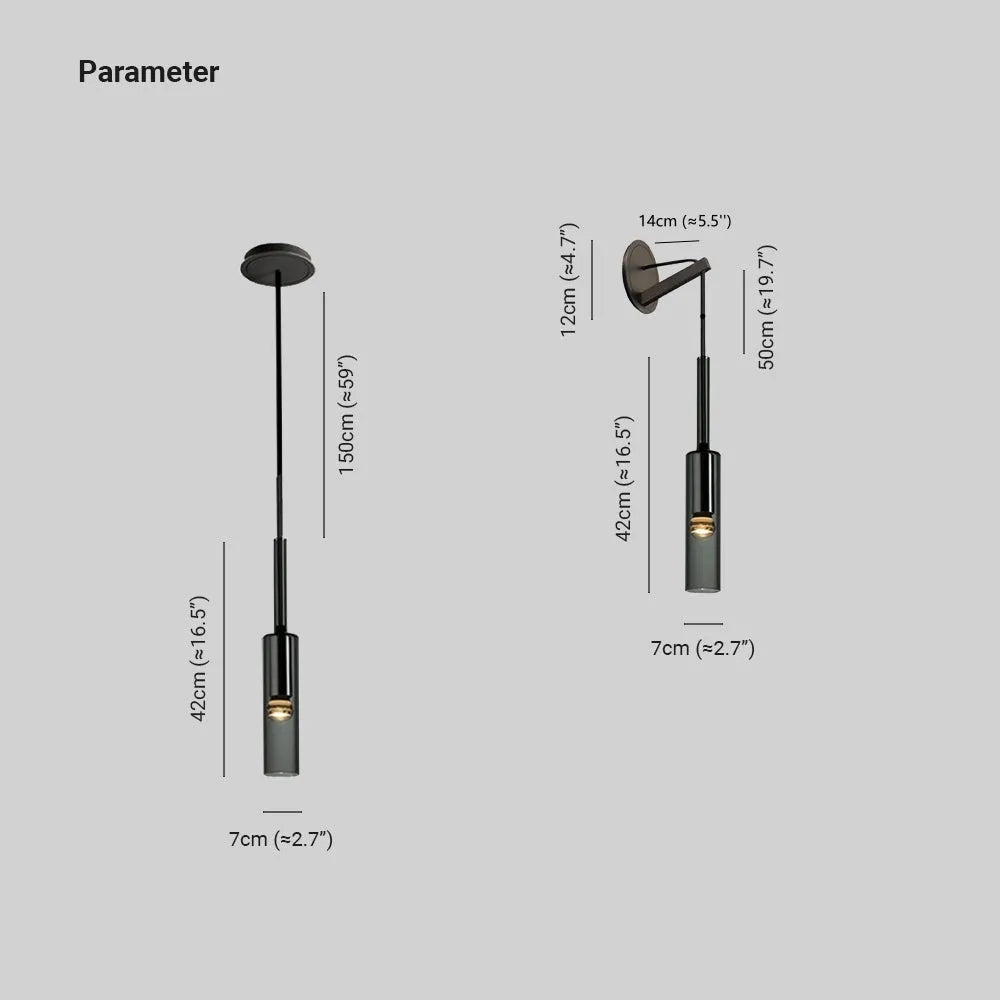 Industrial Black Glass Pendant Light | D 2.7 in | Metal Frame & Glass Shade | Adjustable Height | Brick by Brick