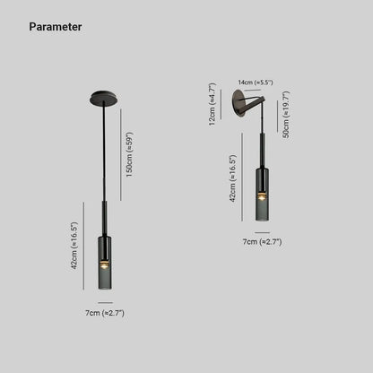 Industrial Black Glass Pendant Light | D 2.7 in | Metal Frame & Glass Shade | Adjustable Height | Brick by Brick