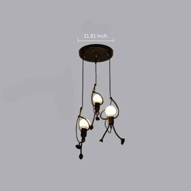 Little Man Iron Chandelier | Modern Creative LED Pendant | Black E27 Flush Mount Light | Brick by Brick